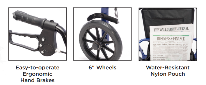 Proactive Medical | Protekt Rollator, Aluminum (PU Seat) | RLADAL6 Proactive Medical | Protekt Rollator, Aluminum (PU Seat) | RLADAL6