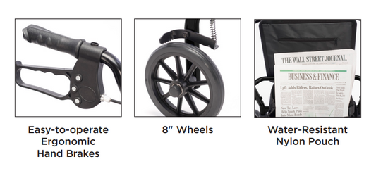 Proactive Medical | Protekt Rollator, Bariatric Steel, 500lb Capacity - Black | RLBAST-BLK