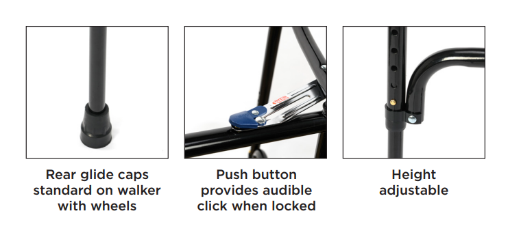 Proactive Medical | Protekt Bariatric Walker With 5" Wheels 500lb Capacity - 2ea/cs | PM1052B Proactive Medical | Protekt Bariatric Walker With 5" Wheels 500lb Capacity - 2ea/cs | PM1052B