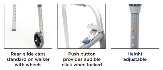 Proactive Medical | Protekt Walker Junior With Wheels Aluminum 350lb Capacity - 4ea/cs | PM1052AJ