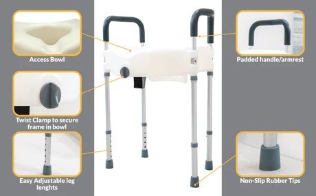 INNO | Elevated Toilet Seat with Legs with Height-Adjustable Frame of 19" - 23" | IN-RTSL INNO | Elevated Toilet Seat with Legs with Height-Adjustable Frame of 19" - 23" | IN-RTSL