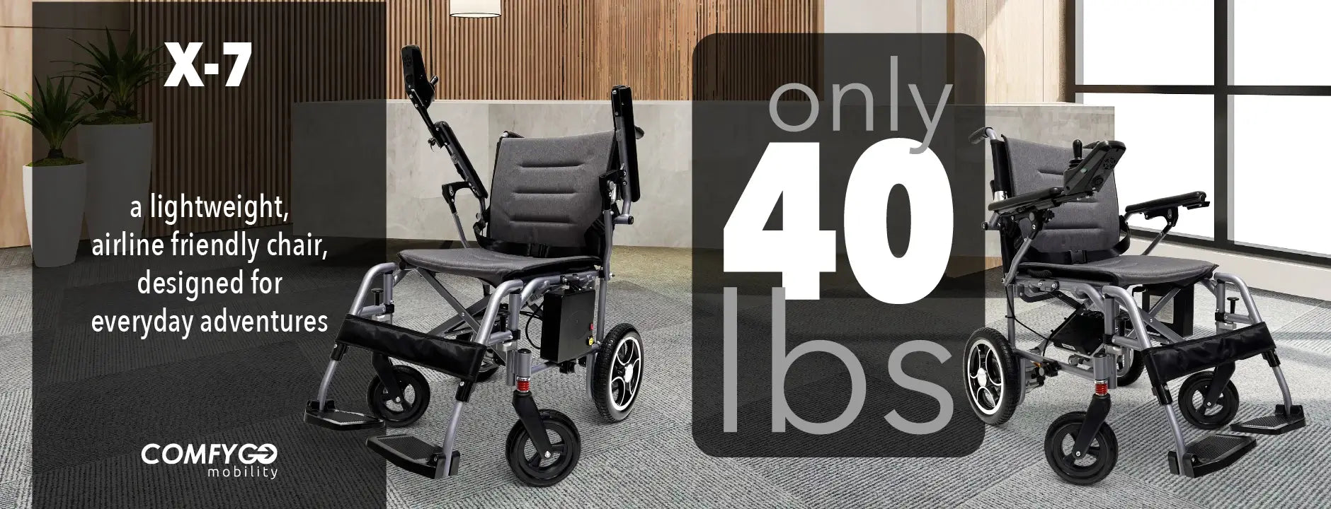 COMFYGO | X-7 Lightweight Foldable Electric Wheelchair for Travel with Remote Control | Up To 10 Miles (Single 7.5AH Battery) | X-7 COMFYGO | X-7 Lightweight Foldable Electric Wheelchair for Travel with Remote Control | Up To 10 Miles (Single 7.5AH Battery) | X-7