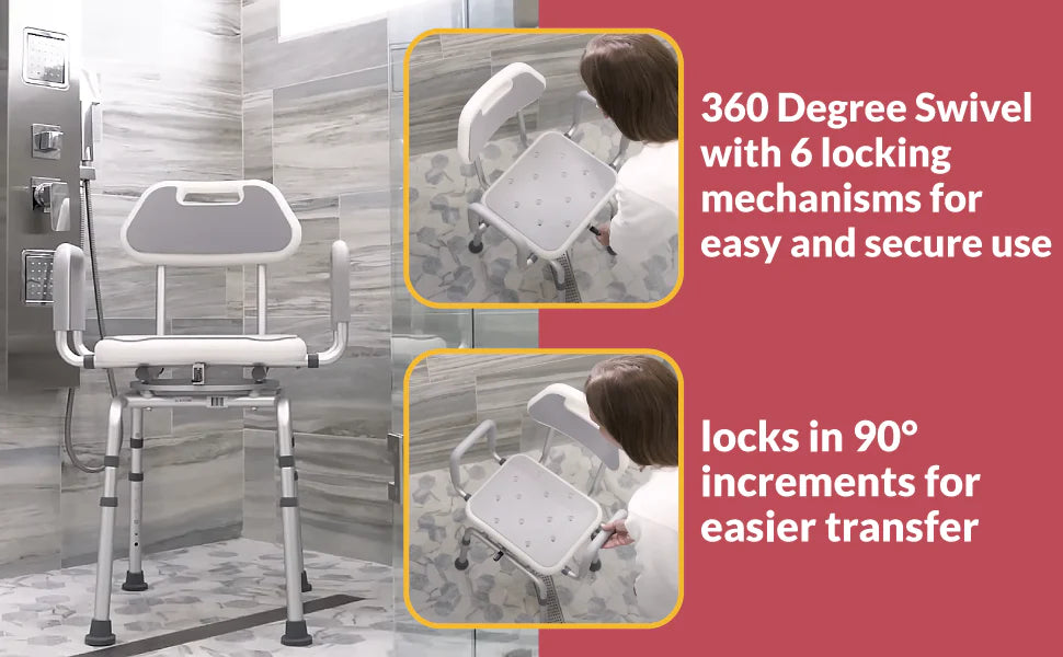 Inno Health | 16.5" x 13.5 Swivel Shower Chair with 300 lbs. Weight Capacity | INSWVL1 Inno Health | 16.5" x 13.5 Swivel Shower Chair with 300 lbs. Weight Capacity | INSWVL1
