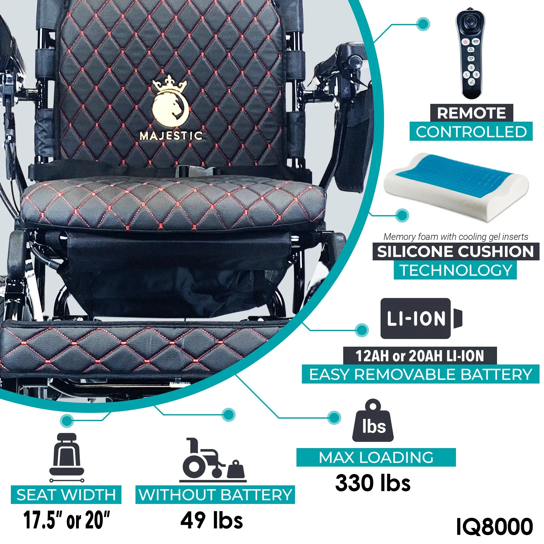 MAJESTIC | IQ-8000 Remote Controlled Lightweight Electric Wheelchair | IQ-8000 MAJESTIC | IQ-8000 Remote Controlled Lightweight Electric Wheelchair | IQ-8000