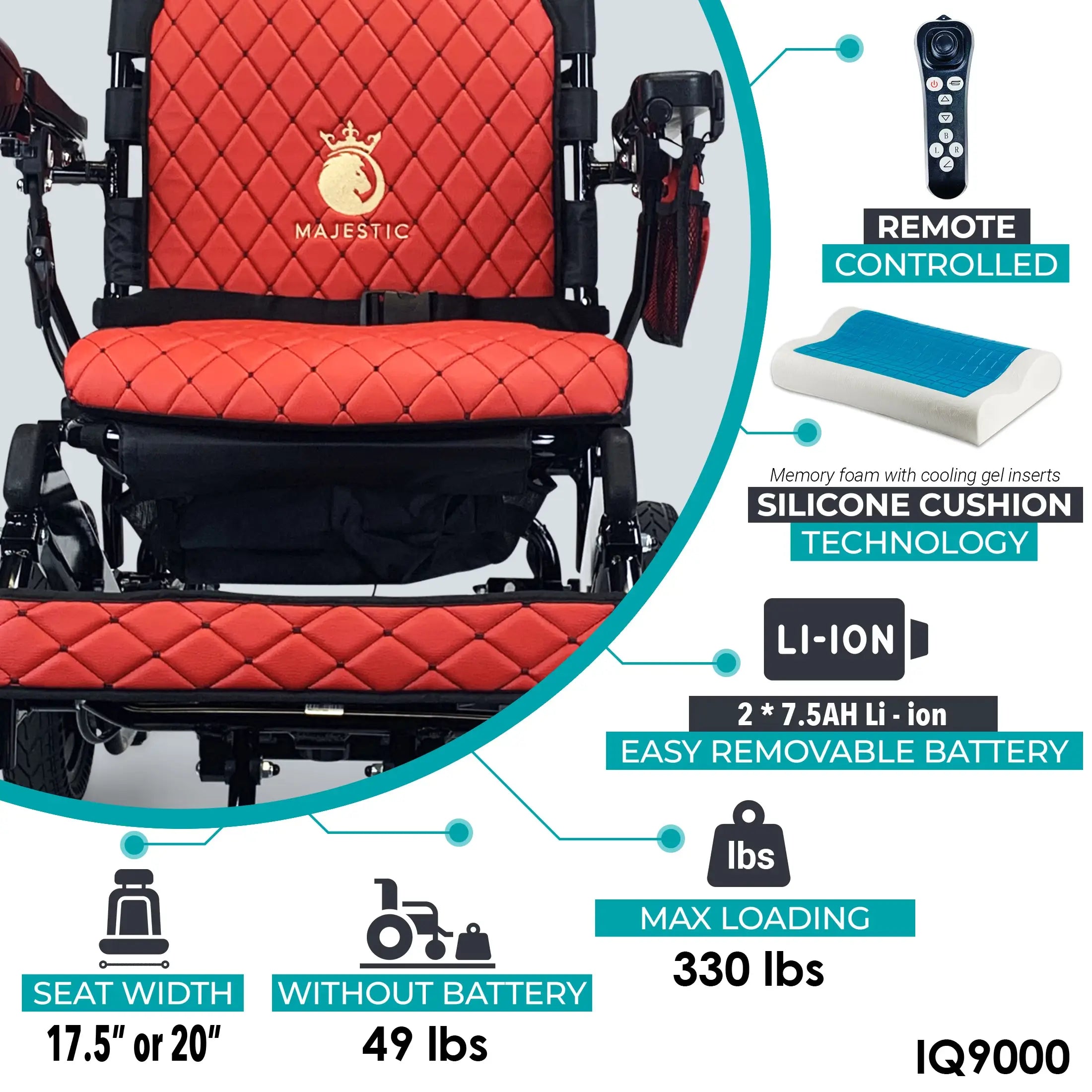 MAJESTIC | IQ-9000 Remote Controlled Lightweight Electric Wheelchair | IQ-9000 MAJESTIC | IQ-9000 Remote Controlled Lightweight Electric Wheelchair | IQ-9000