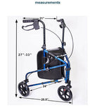 Inno Health | 3 Wheel Aluminum Rollator with Solid 8" Wheels | MOBB-AFR827 Inno Health | 3 Wheel Aluminum Rollator with Solid 8" Wheels | MOBB-AFR827
