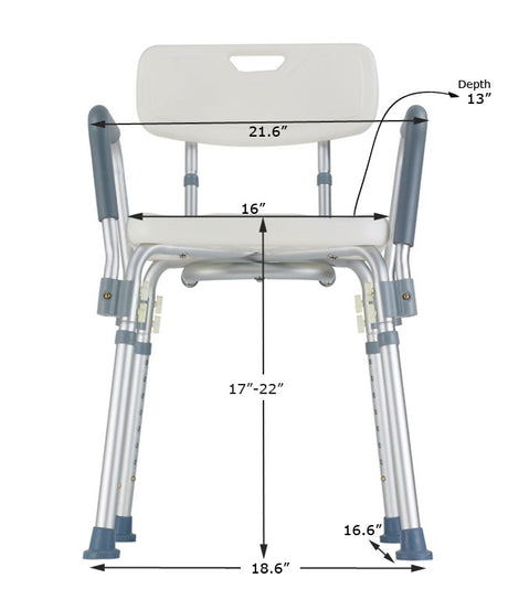 Inno Health | Bath Chair with Back and Arms with 300lbs. Weight Capacity | MOBB-BCBA007 Inno Health | Bath Chair with Back and Arms with 300lbs. Weight Capacity | MOBB-BCBA007