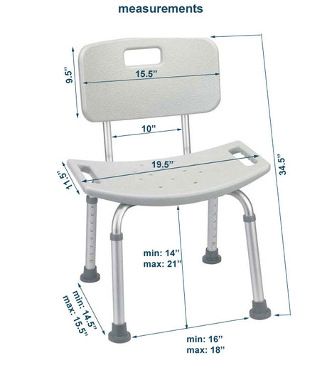Inno Health | Bath Chair with Back Rest with 300lbs. Weight Capacity | MOBB-BCBR008 Inno Health | Bath Chair with Back Rest with 300lbs. Weight Capacity | MOBB-BCBR008