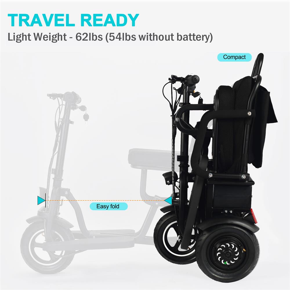 MotoTec - Folding Mobility Electric Trike 48v 700w Dual Motor Lithium Black MotoTec - Folding Mobility Electric Trike 48v 700w Dual Motor Lithium Black