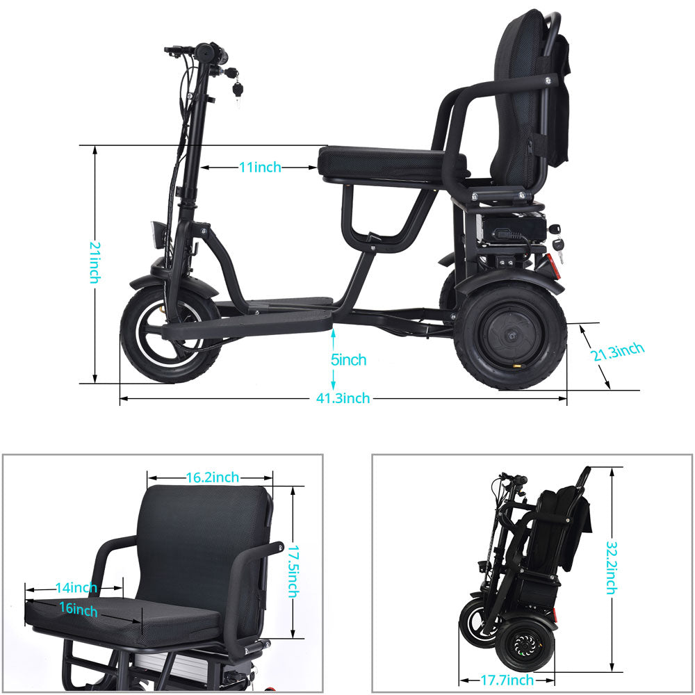 MotoTec - Folding Mobility Electric Trike 48v 700w Dual Motor Lithium Black MotoTec - Folding Mobility Electric Trike 48v 700w Dual Motor Lithium Black
