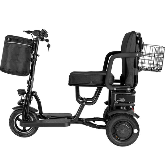 MotoTec - Folding Mobility Electric Trike 48v 700w Dual Motor Lithium Black
