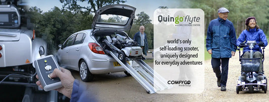 Quingo | Flyte Mobility Scooter With MK2 Self Loading Ramp | Quingo Flyte MK2