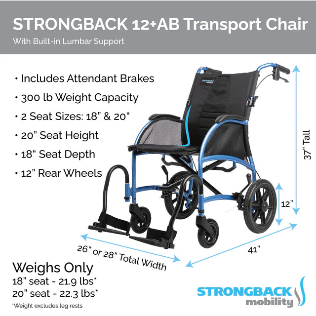 STRONGBACK Excursion : 12+AB Transport Wheelchair STRONGBACK Excursion : 12+AB Transport Wheelchair