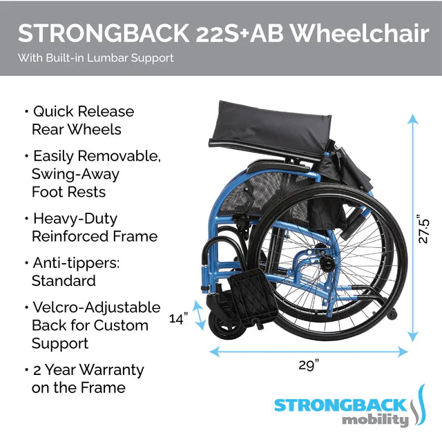 STRONGBACK Comfort Small : 22S+AB Wheelchair STRONGBACK Comfort Small : 22S+AB Wheelchair