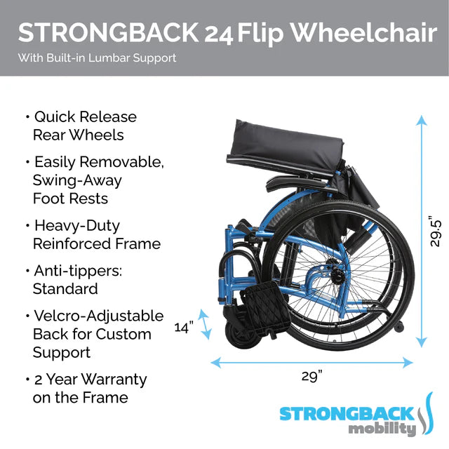 STRONGBACK Comfort : 24 Flip Wheelchair STRONGBACK Comfort : 24 Flip Wheelchair