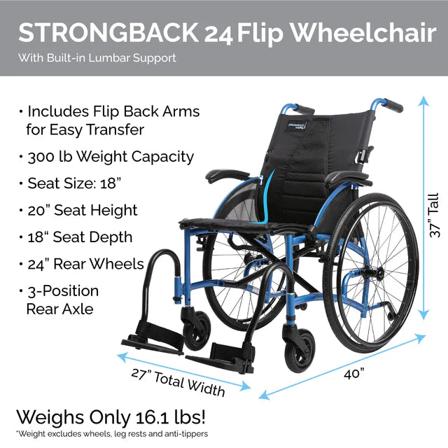 STRONGBACK Comfort : 24 Flip Wheelchair STRONGBACK Comfort : 24 Flip Wheelchair