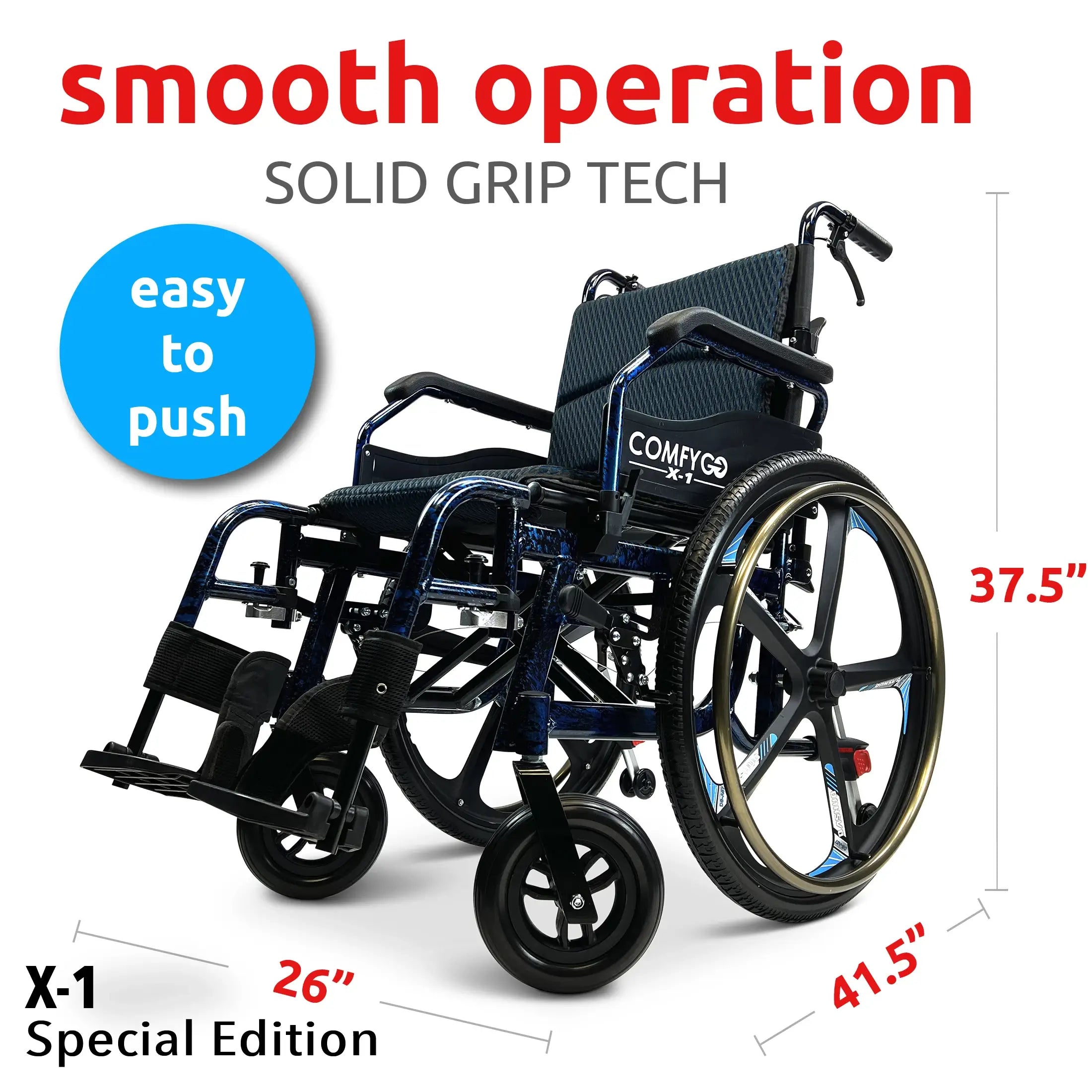 COMFYGO | X-1 ComfyGO Manual Lightweight Wheelchair (17.5″ Wide Seat) | X-1 COMFYGO | X-1 ComfyGO Manual Lightweight Wheelchair (17.5″ Wide Seat) | X-1