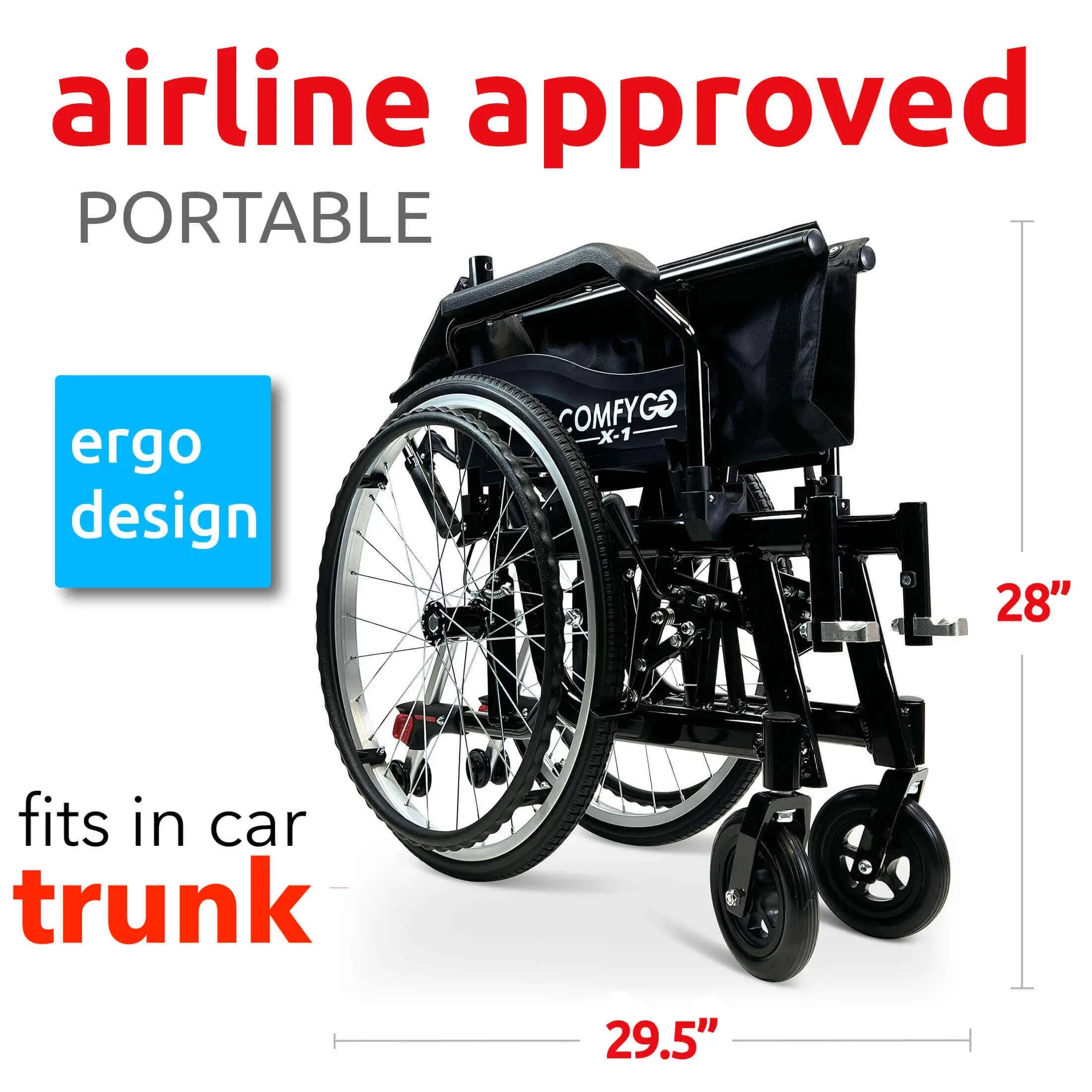 COMFYGO | X-1 ComfyGO Manual Lightweight Wheelchair (17.5″ Wide Seat) | X-1 COMFYGO | X-1 ComfyGO Manual Lightweight Wheelchair (17.5″ Wide Seat) | X-1