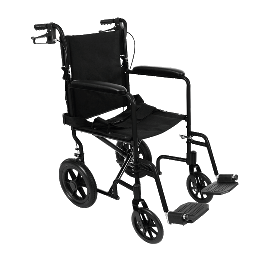 Vive Health - Four Wheel, Aluminum Transport Wheelchair, Folds Flat, 300lbs Weight Capacity
