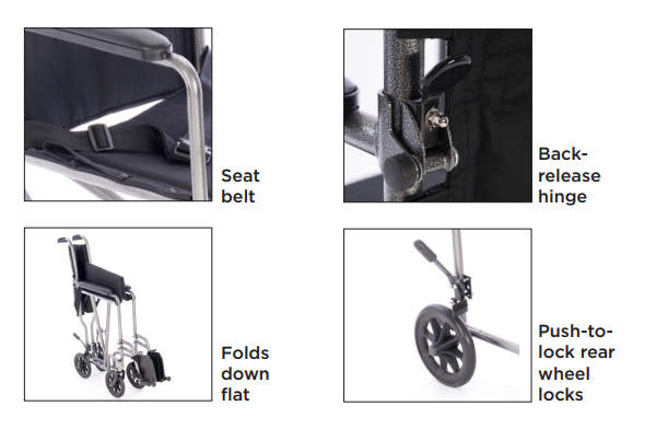 Proactive Medical | Astra Transport Chair Silver Vein 250lb Wt-Cap. w/ Nylon Seat | TC