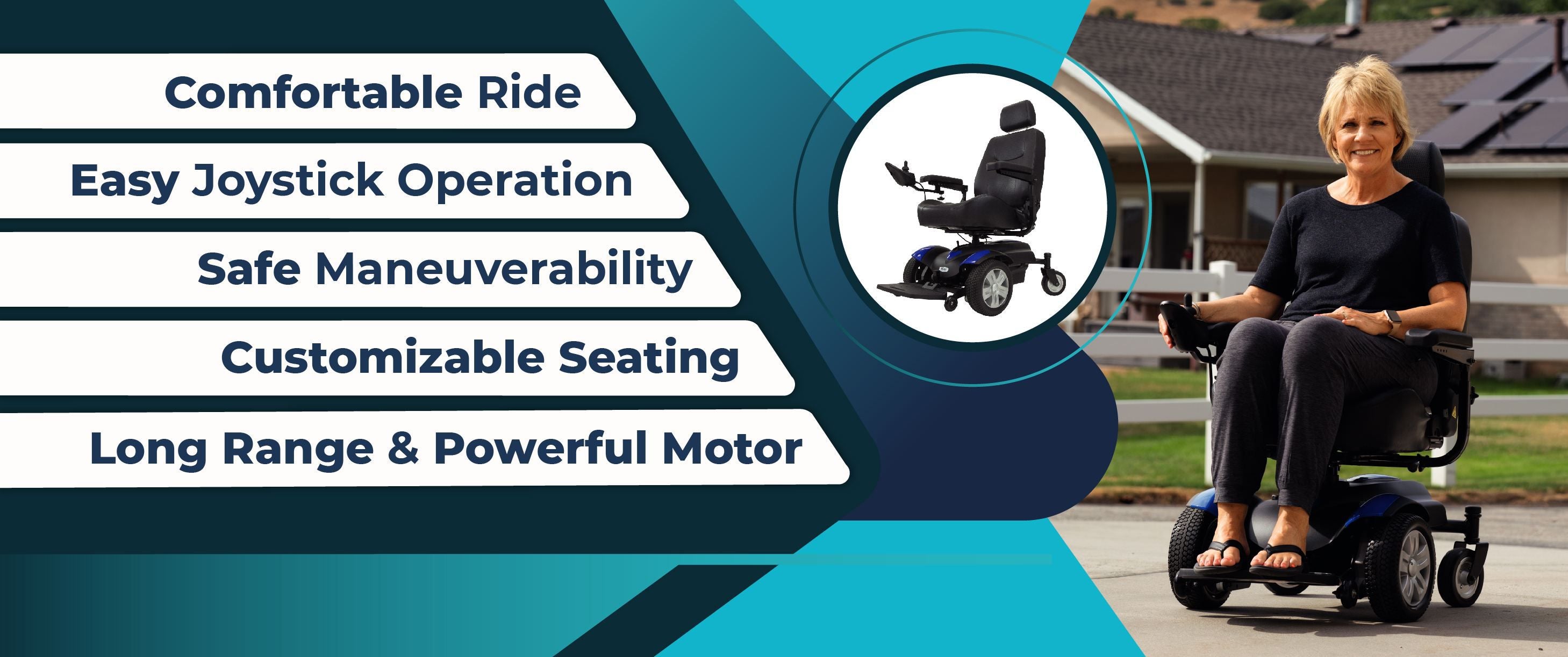 Vive Health - Electric Wheelchair Model V, 300lbs Weight Capacity - 15 Mile Range