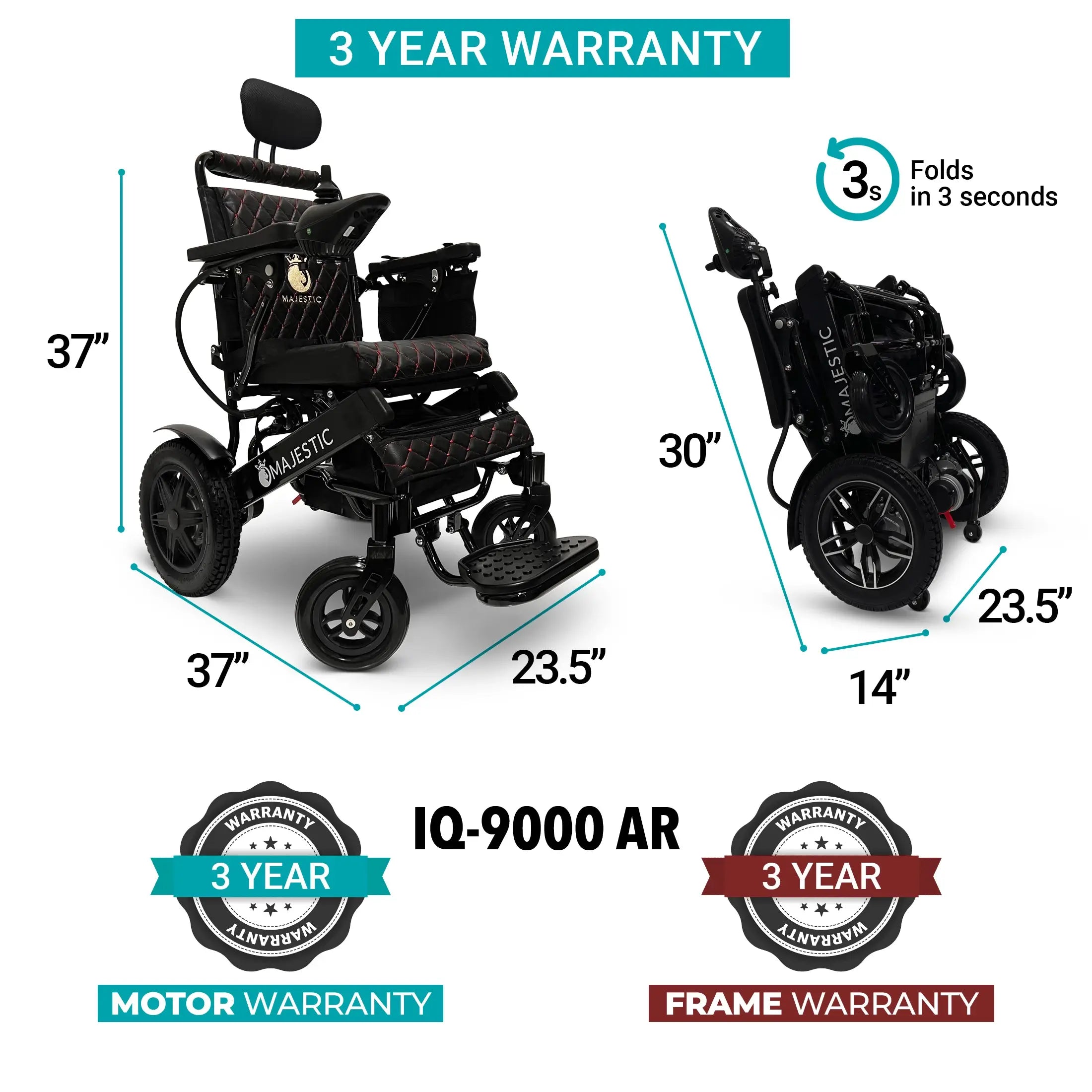 MAJESTIC | IQ-9000 Auto Recline Remote Controlled Electric Wheelchair | IQ-9000
