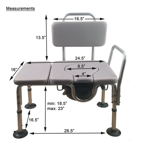 Inno Health | Padded Transfer Commode Chair with 300lbs. Weight Capacity | MOBB-PTCC001