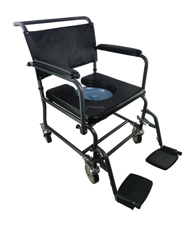 Inno Health | Padded Steel Commode Chair with Wheels II with 350lbs. Weight Capacity | MOBB-PSCC002