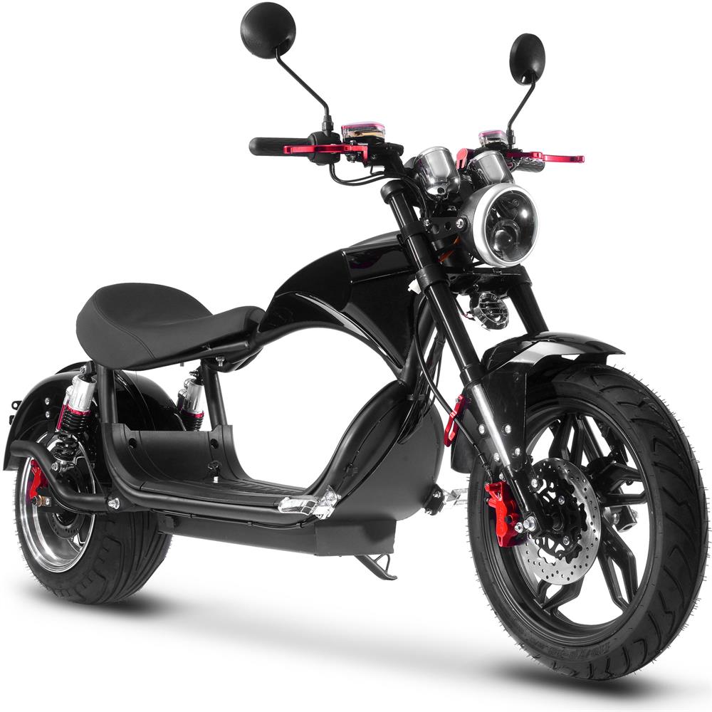 MotoTec - Raven 60v 30ah 2500w Lithium Electric Scooter Black