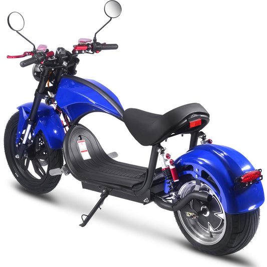 MotoTec - Raven 60v 30ah 2500w Lithium Electric Scooter Blue