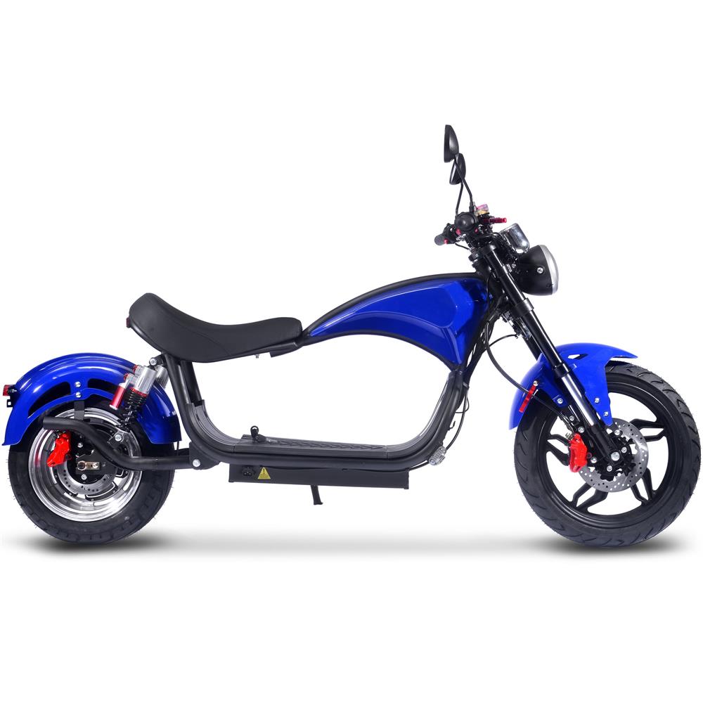 MotoTec - Raven 60v 30ah 2500w Lithium Electric Scooter Blue