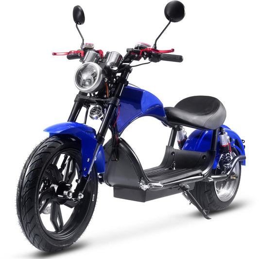MotoTec - Raven 60v 30ah 2500w Lithium Electric Scooter Blue