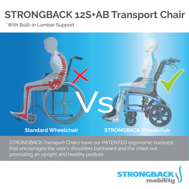 STRONGBACK Excursion Small: 12S+AB Transport Wheelchair