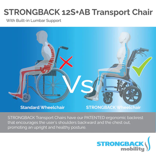 STRONGBACK Excursion Small: 12S+AB Transport Wheelchair