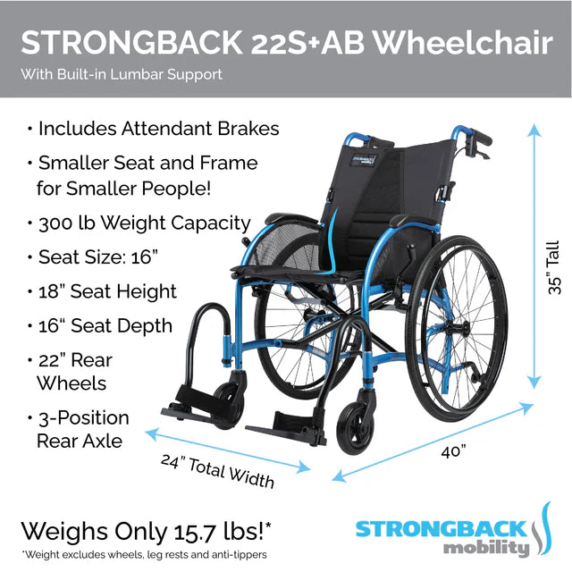 STRONGBACK Comfort Small : 22S+AB Wheelchair