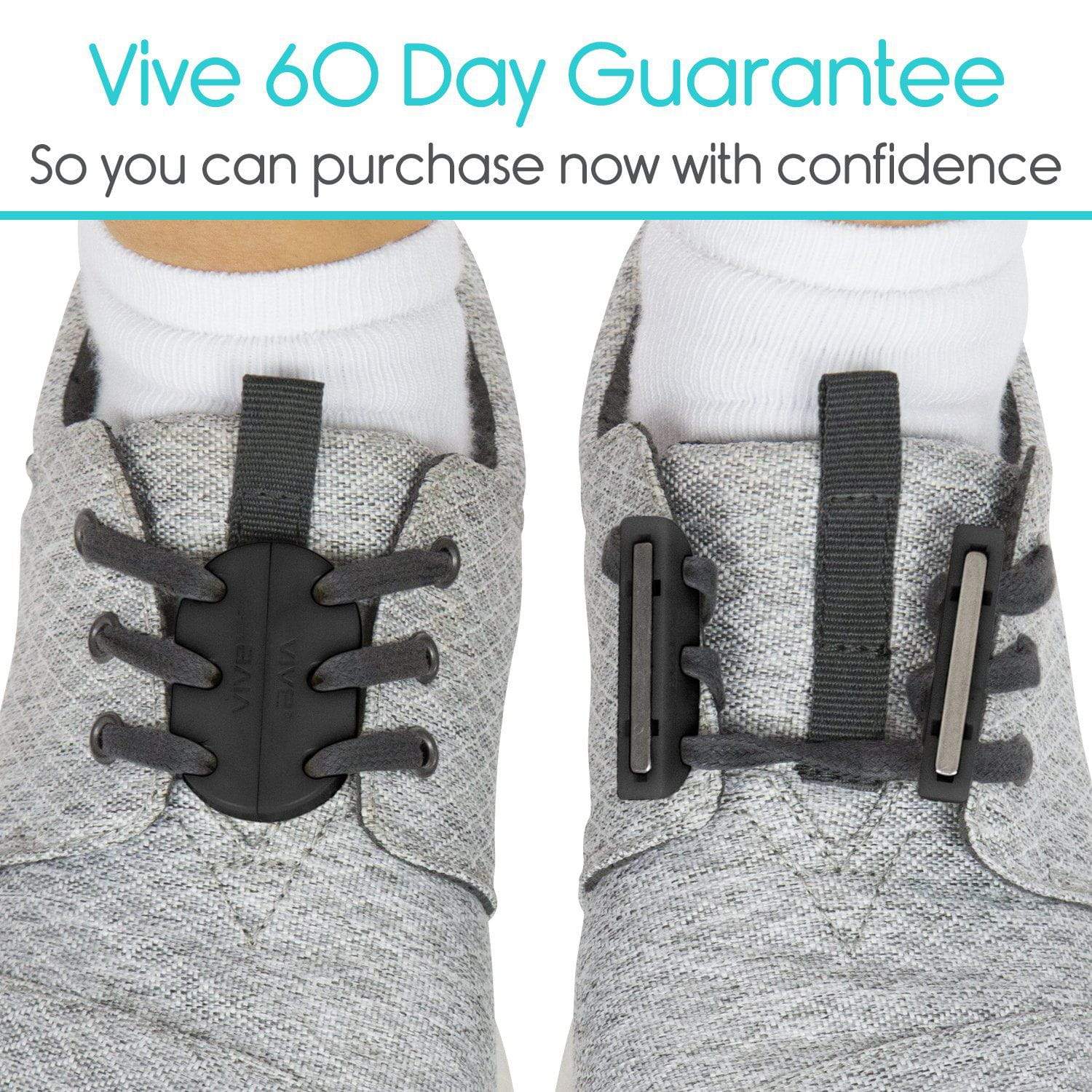 Vive Health - Magnetic Shoe Closures, Any Tie Shoe, Two Sets w/Anchor Clips, Black - Weight Capacity 300lbs