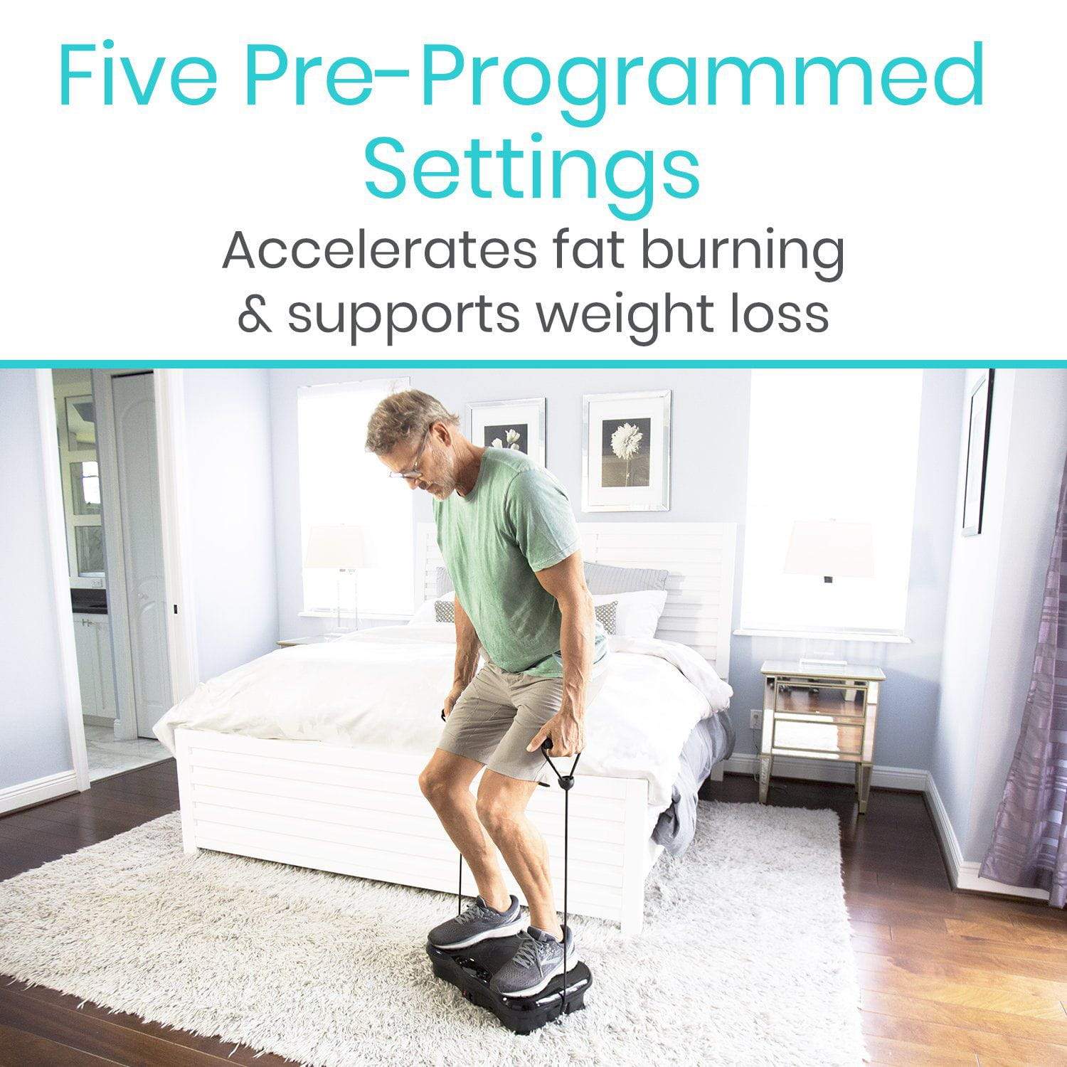Vive Health - 20” x 12" Vibration Platform with Adjustable Speed, 5 Modes, Resistance Bands, Remote Control - Supports up to 400 lbs