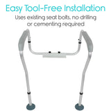 Vive Health - 2 Adjustable Toilet Safety Rails, Padded Fitting w/no Drilling