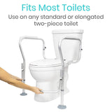 Vive Health - Toilet Safety Frame with Crossbar, 26.5” Wide Nonslip Rails, Supports Up to 300 lbs