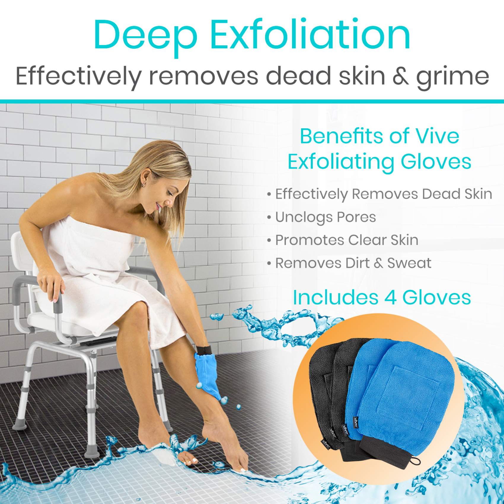 Vive Health - Exfoliating Gloves Refresh & Rejuvenate Your Skin