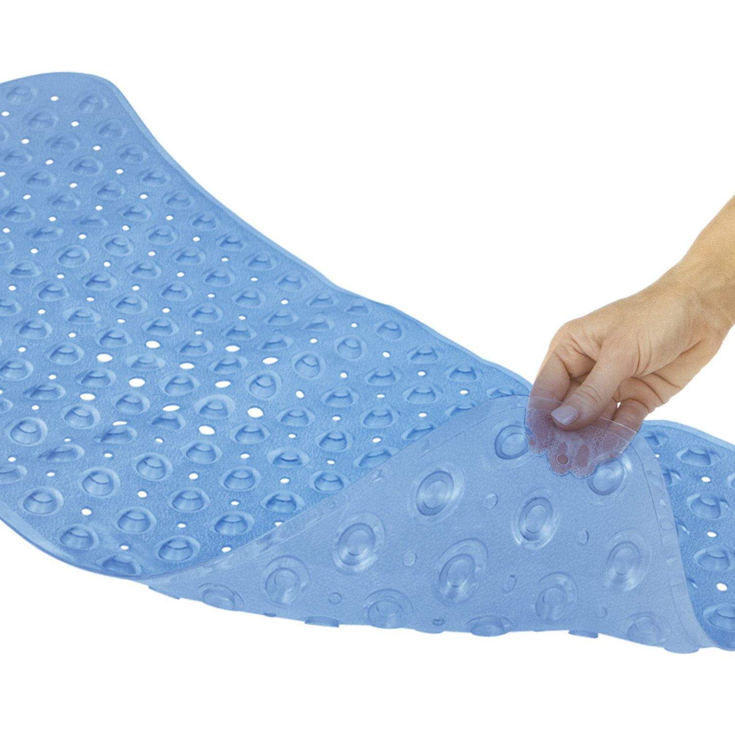 Vive Health - 38" x 15" Bath Mat, Nonslip Suction Cups, Blue PVC