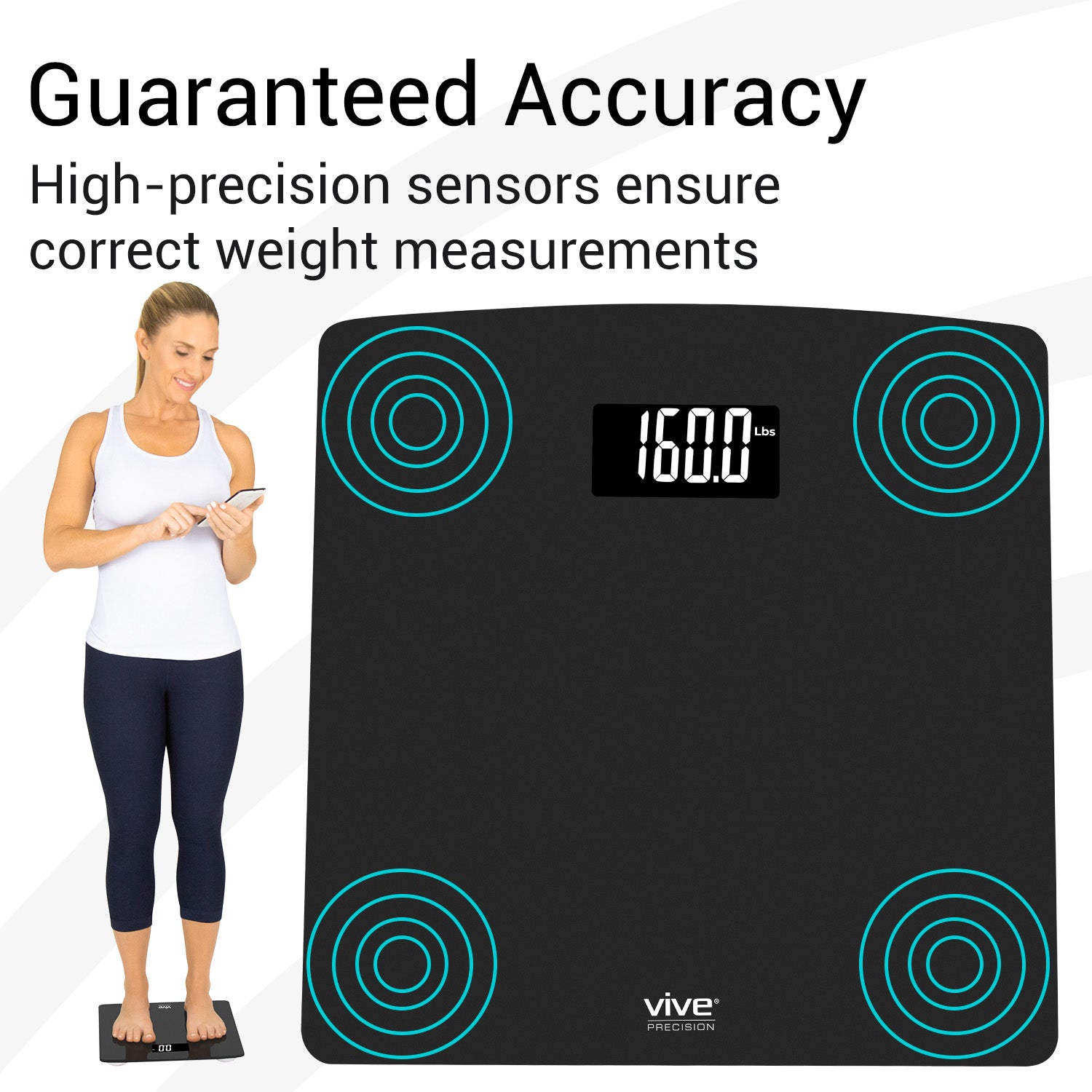 Vive Health -  Smart Digital Tempered Glass Scale with LED display and Smart App