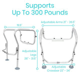 Vive Health - Toilet Safety Frame with Crossbar, 26.5” Wide Nonslip Rails, Supports Up to 300 lbs