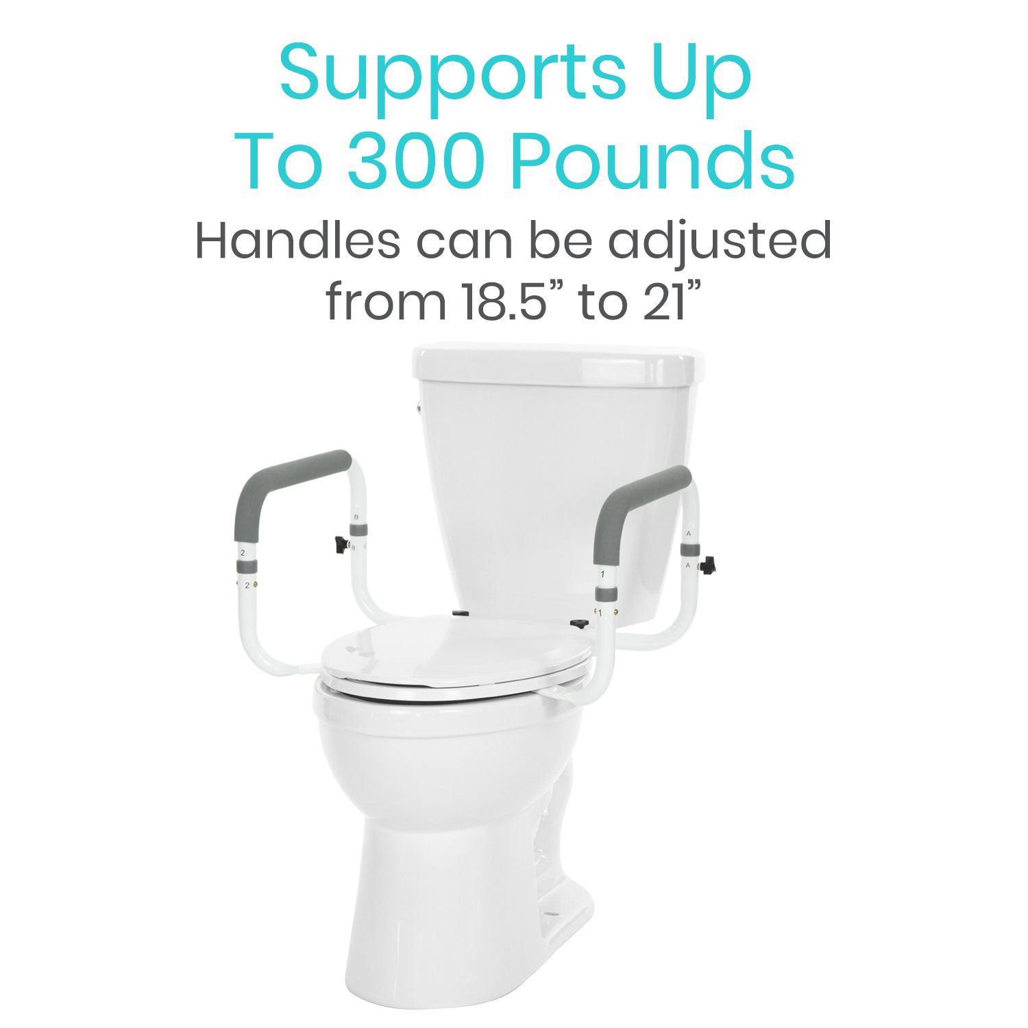 Vive Health - Compact Toilet Rail, Tool-Free, Adjustable Width Aluminum Frame