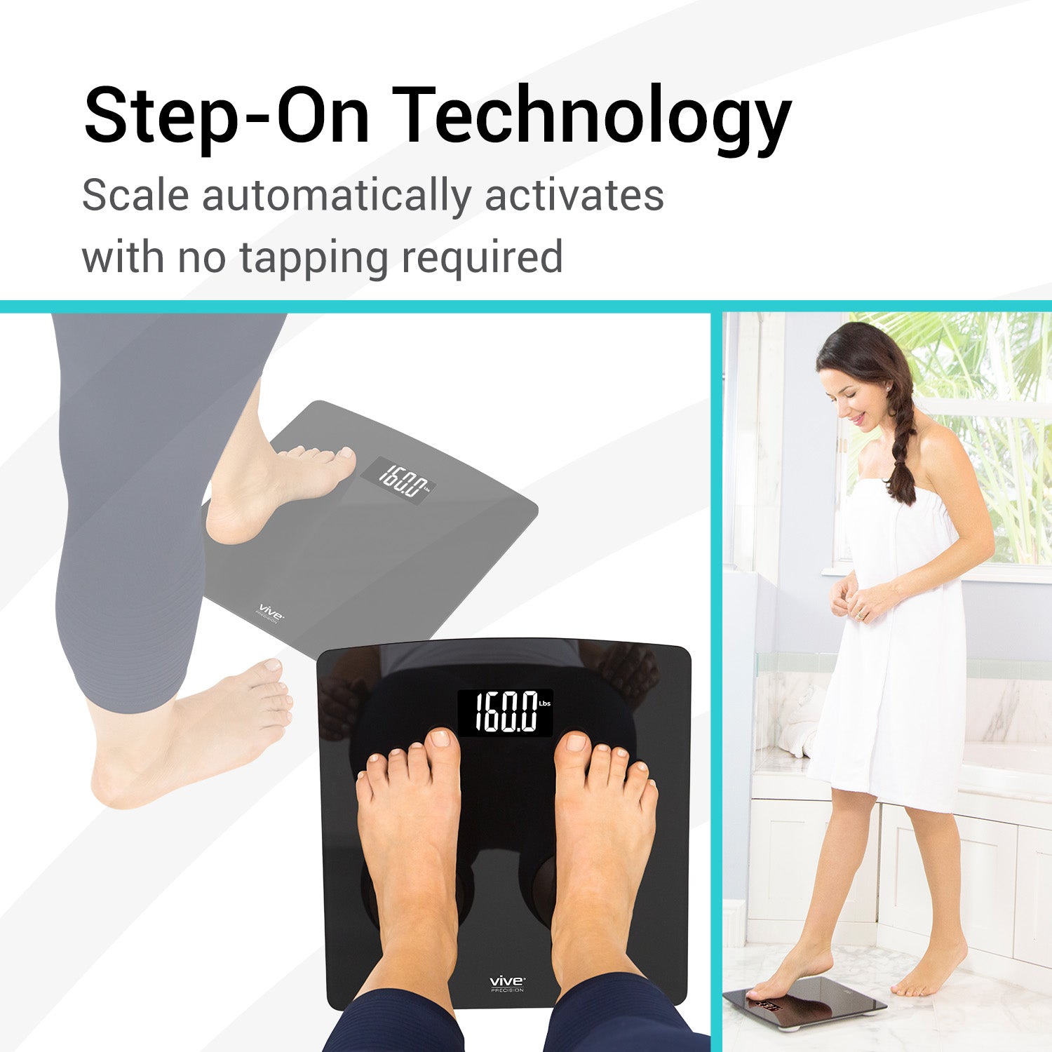 Vive Health -  Smart Digital Tempered Glass Scale with LED display and Smart App