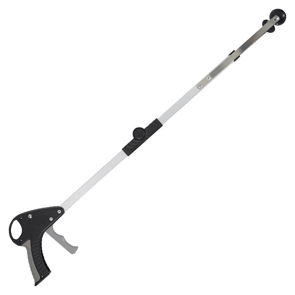Vive Health - 32" Folding Suction Cup Reacher Brushed Aluminum, Trigger Grip