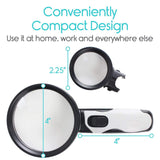 Vive Health -  LED Magnifying Glass: Compact 4" Magnifier with 5X/10X Acrylic Lenses and Pouch