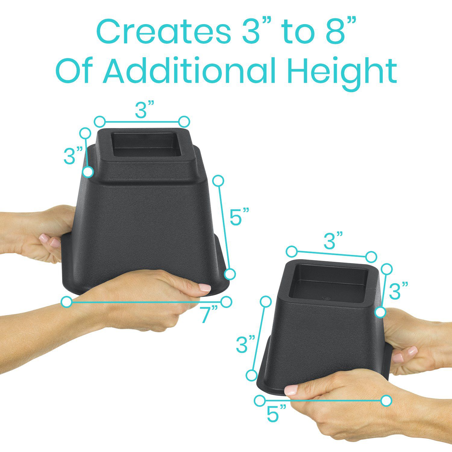 Vive Health - Stackable Bed Risers, 4-3", 4-5", Durable Plastic, Nonskid