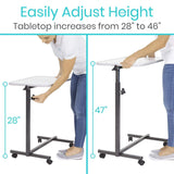 Vive Health - Compact Overbed Table, Steel Frame, Swivel Castors, Rimmed Tabletop