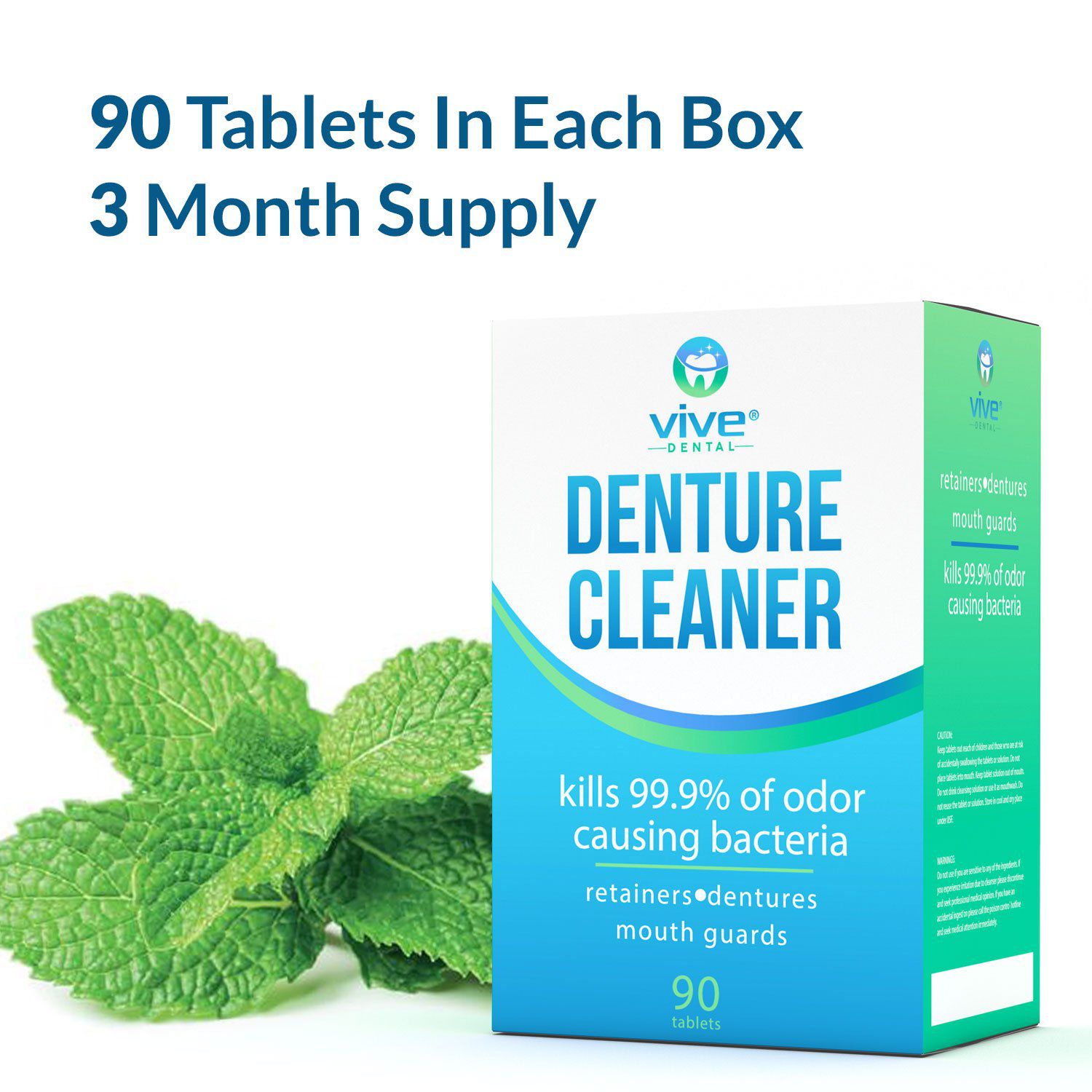Vive Health - Denture Cleaning Tablets, 90ct, Individually Wrapped
